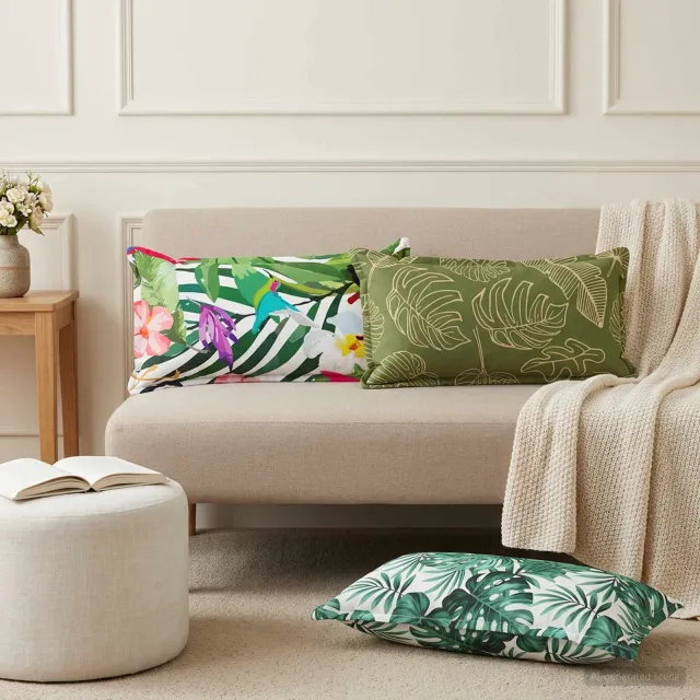 vidaXL Kussensloop 6 st HOUTEN Bladontwerp 40 x 80 cm Polyester Groen