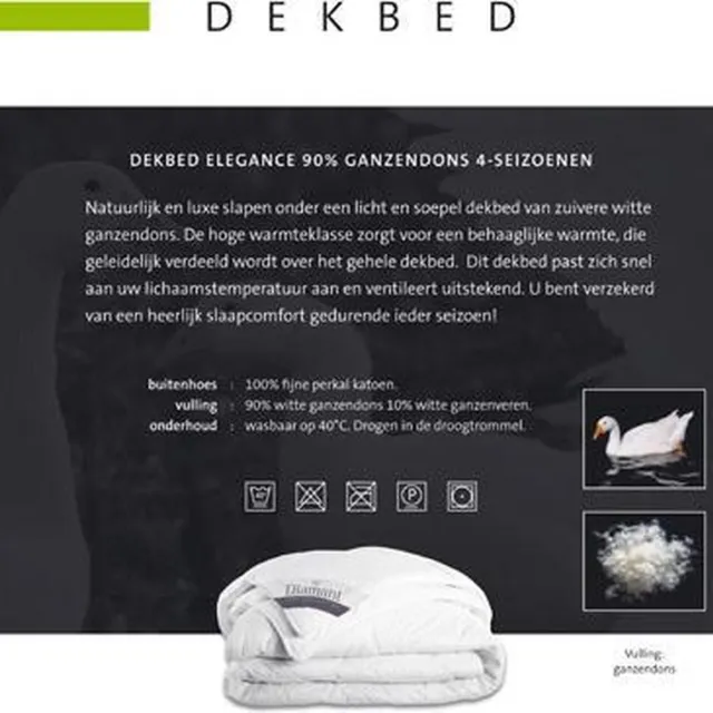 Elegance 90% Ganzendons 4 Seizoenen Dekbed 140x200 cm wit