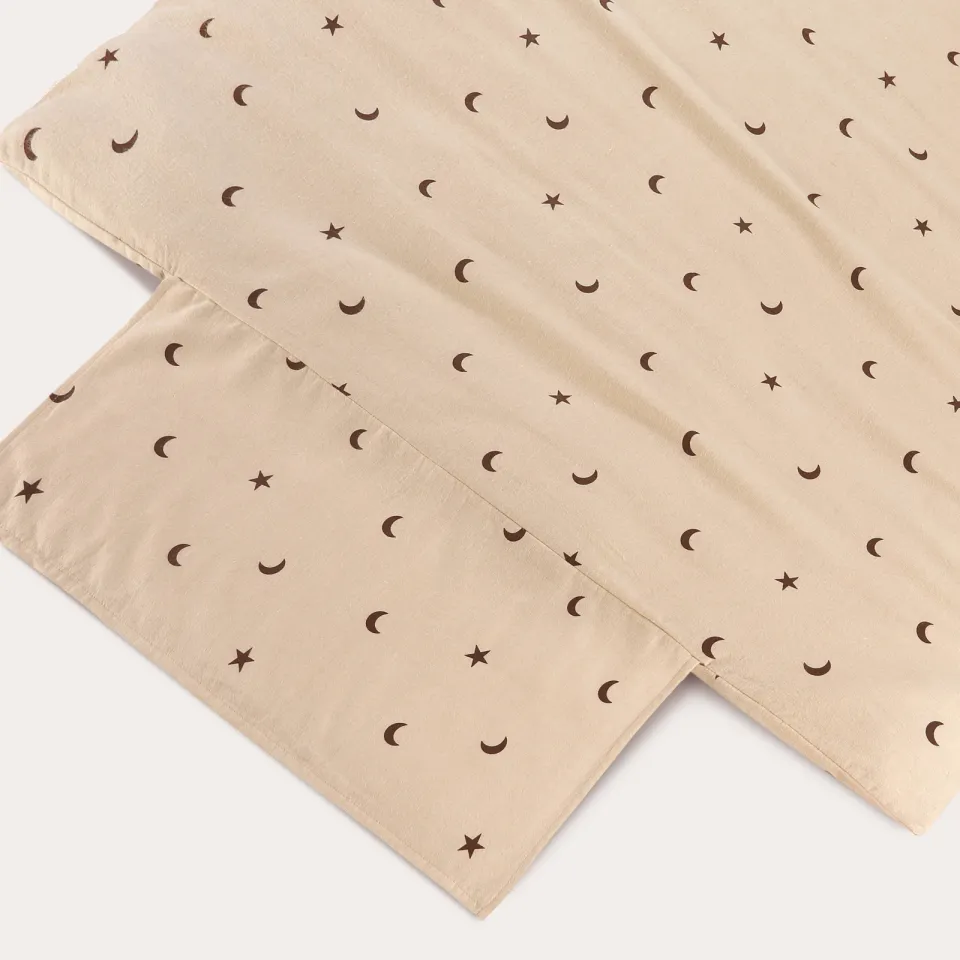 NOUS Kids Moon & Stars flanellen dekbedovertrek beige, foto 5