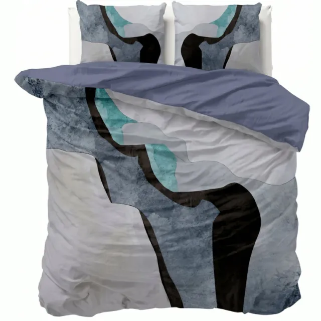 Dekbed-Discounter Presence Dekbedovertrek - Percale Katoen - Dubbele instopstrook - Wassen op 40 graden - Inclusief 2 kussenslopen - Blauw
