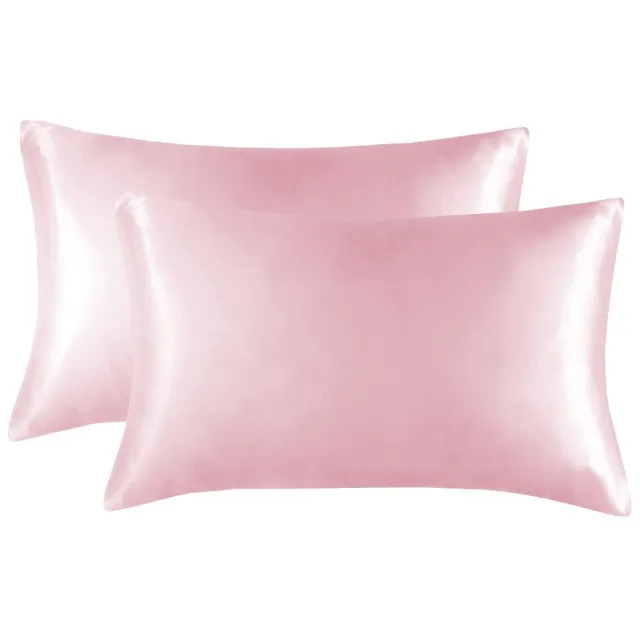 Wclavion Simulatie zijde kussenslopen set van 2 stuks - 30x45cm - duurzaam - comfortabel-Lichtroze