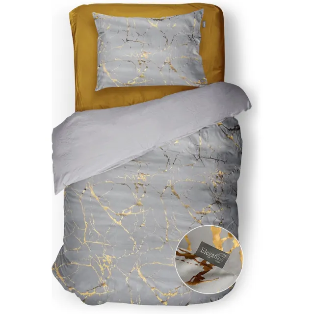 Eleganzzz Dekbedovertrek Strike of Gold - Soft White - Dekbedovertrek 140x200/220cm - Micropercal - Eenpersoons - Dekbedovertrekken - Abstract Dekbedovertrek Strike of Gold Soft White