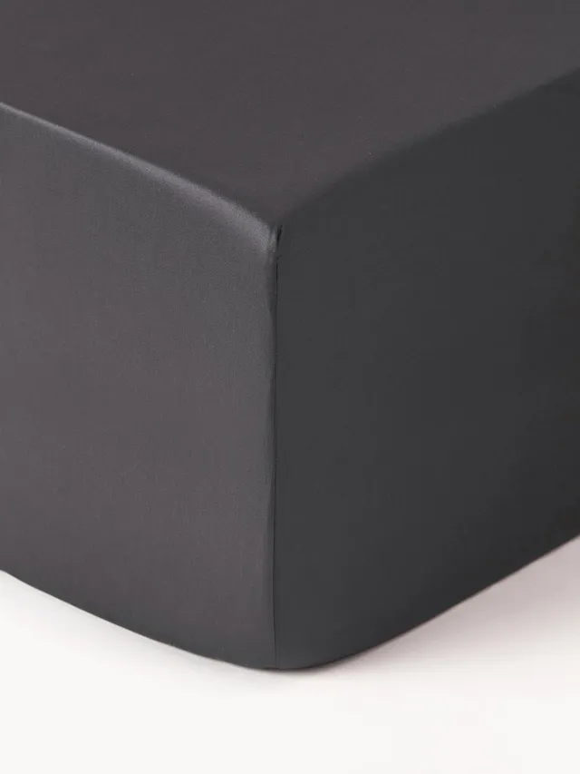 Westwing Collection Boxspring hoeslaken Premium, katoensatijn Grijs