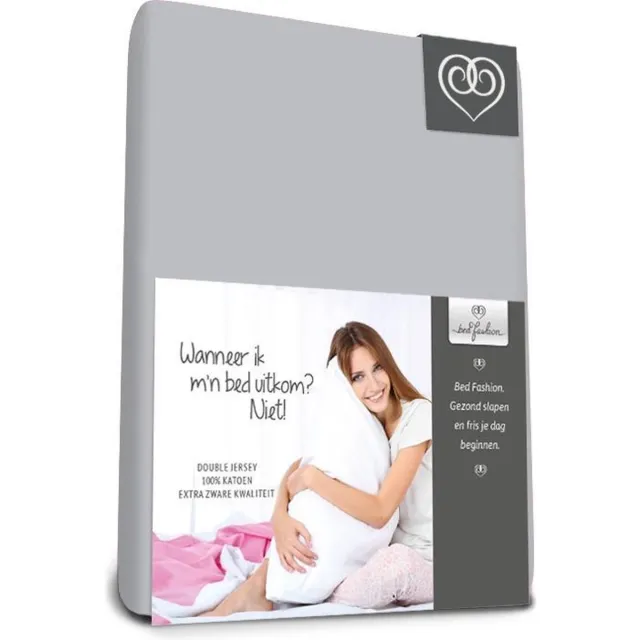 Bed-Fashion Double Jersey hoeslaken extra zwaar 180 x 210 cm zilver grijs