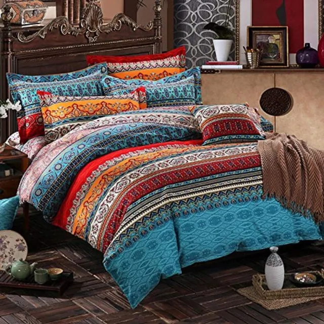 Ibenzoa Hoogwaardige Boheems Beddengoedset – 3-Delig, Met Ritssluiting en Zachte Microvezel kleurrijk
