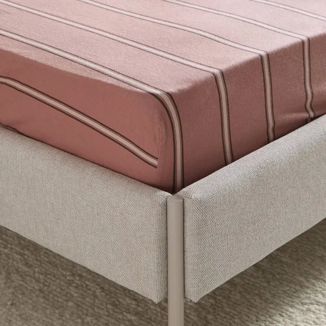 NOUS Living flanellen gestreept hoeslaken roze, foto 2