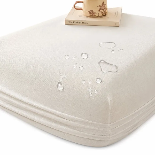 SWGOTA Waterdicht hoeslaken 150 x 200 cm - Melkwit - Geborstelde stof - Voor matrassen tot 30 cm hoog - 1 stuk