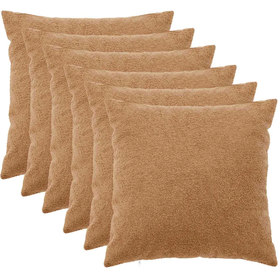 vidaXL Kussensloop 6 st HEERLEN Beige 55 x 55 cm Bouclé, foto 3
