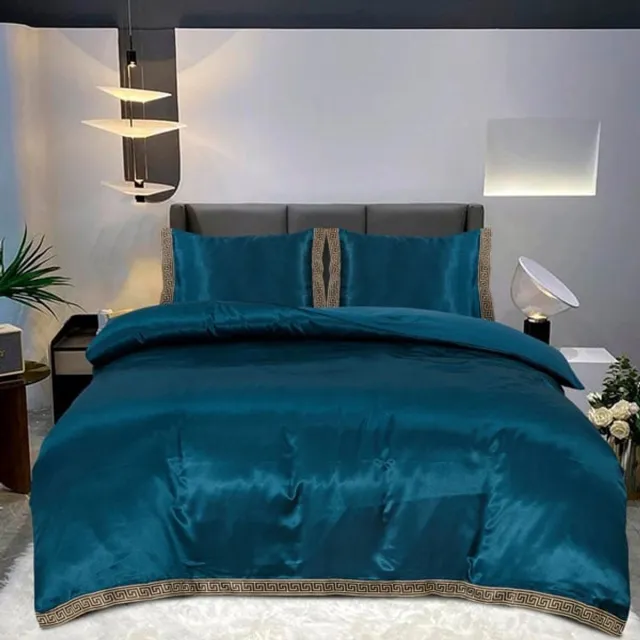 Beauty Silk Dekbedovertrek Satijn Lace Petrol Blauw