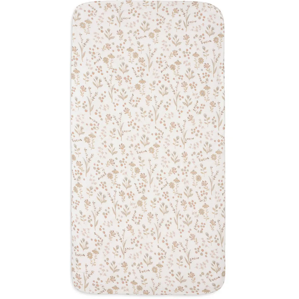 Jollein jersey hoeslaken kinderbed Bloomy beige, foto 3