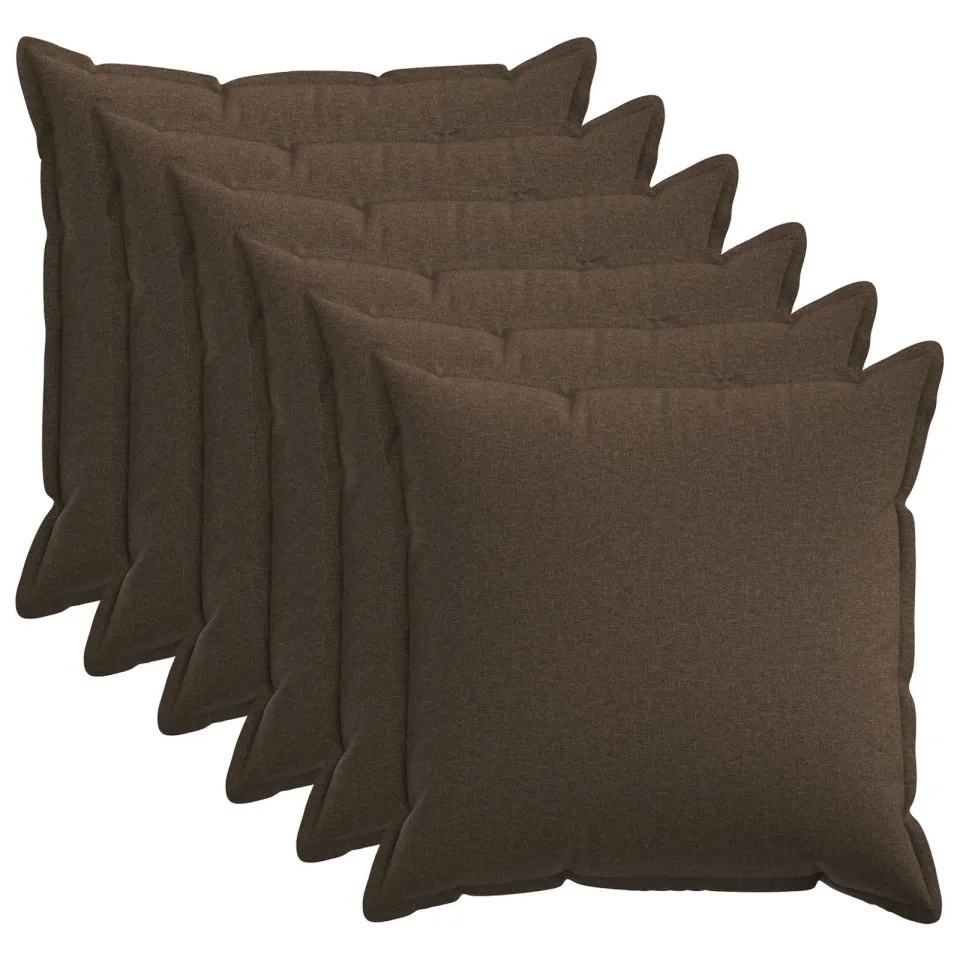 vidaXL Kussensloop 6 st HOUTEN Taupe 80 x 80 cm Faux Linnen, foto 2
