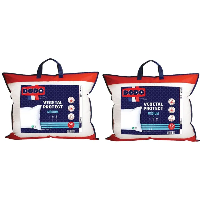 Vente-unique Set van 2 hoofdkussens DODO natuurlijk anti-huisstofmijt op basis van essentiële muntolie - 50 x 70 cm - VEGETAL PROTECT Wit