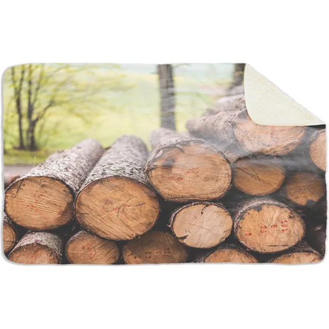 'Maplusbelle' Fleecedeken Hout, FD2023612 , Plaid, 96x146cm, Polyester Sherpa Full Colour voorzijde, witte achterzijde