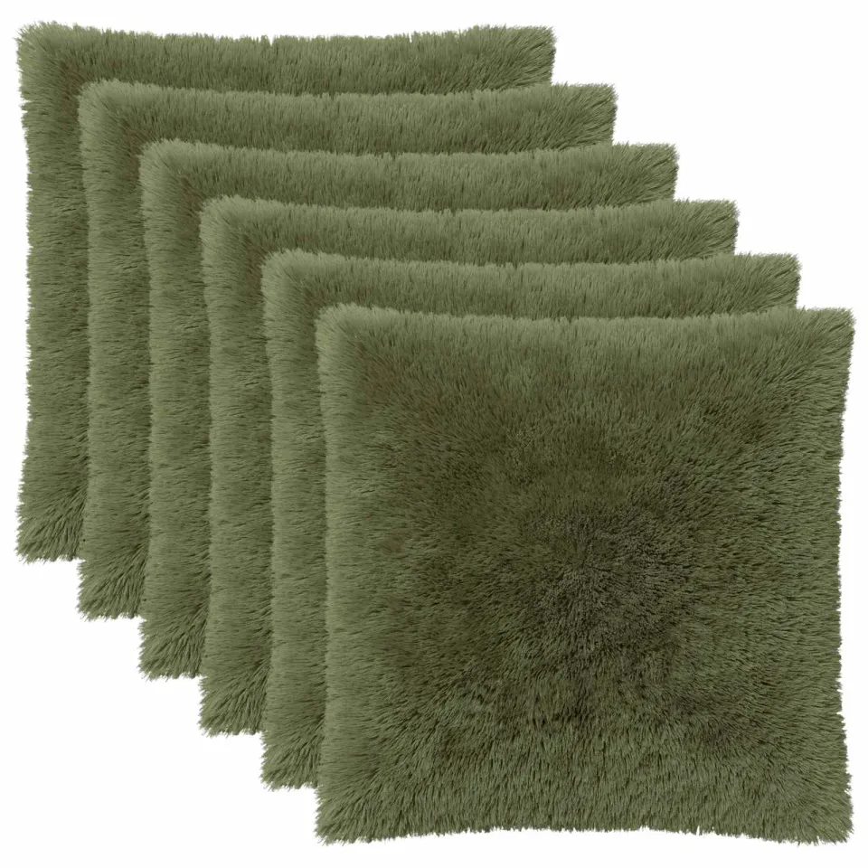vidaXL Kussensloop 6 st HEERLEN Groen 80 x 80 cm PV Fleece, foto 3