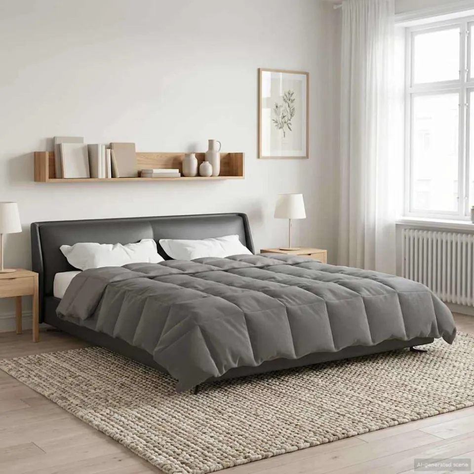 vidaXL Zomer Dekbed 200 x 200 cm Zomer Microfiber (100% polyester) lichtgrijs, foto 4