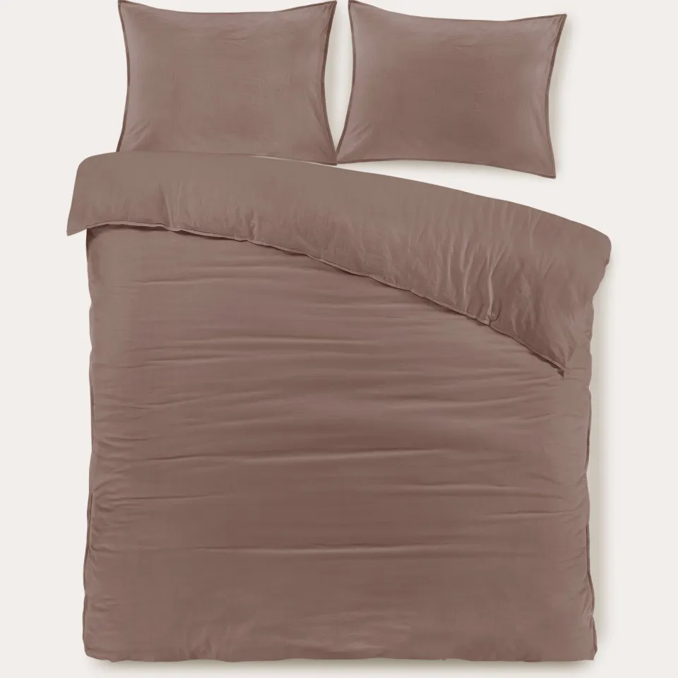 NOUS Living stonewashed dekbedovertrek 2-persoons (200x220 cm) bruin, foto 5