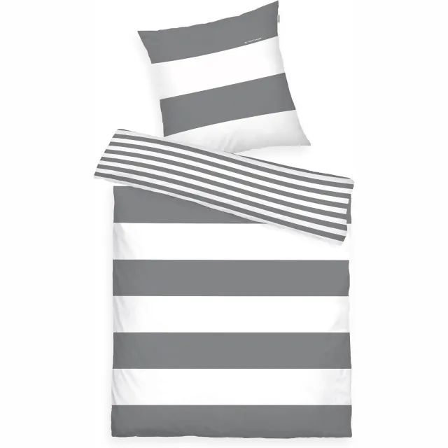 Tom Tailor Renforcé Beddengoed Siena Grijs Wit Katoen 135x200 + 80x80 cm