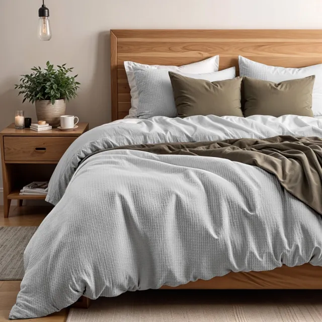 Primaviera Deluxe Waffle Dekbedovertrek - Tweepersoons - 200X200/260 + 2 x kussenslopen 60x70 - Grijs