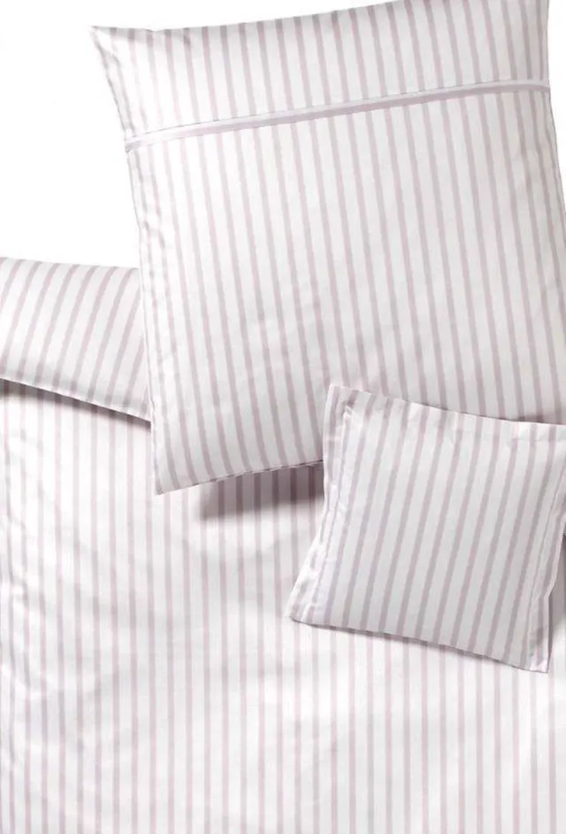 Elegant Hoogwaardig beddengoed 200x200 oud-roze gestreept | mako-Satin creme