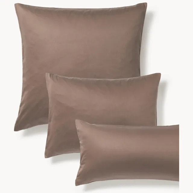 Westwing Collection Katoensatijnen kussenhoes Comfort Bruin