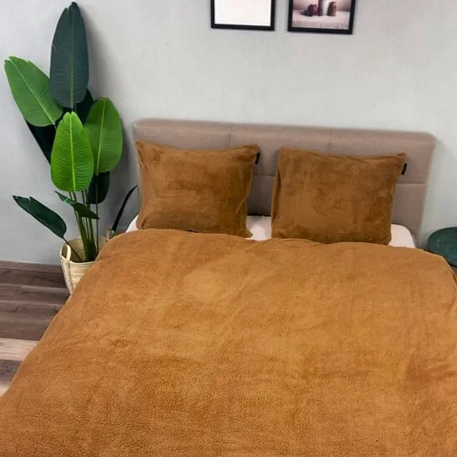 Slaaptextiel Dekbedovertrek Fluffy Teddy Fleece Caramel-2-persoons (200 x 200/220 cm) Bruin