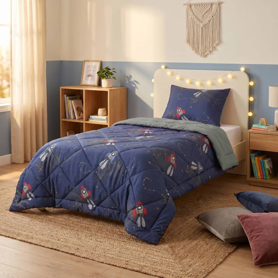 W dekbed zonder overtrek met kussensloop Lazy - rakket donkerblauw, foto 4