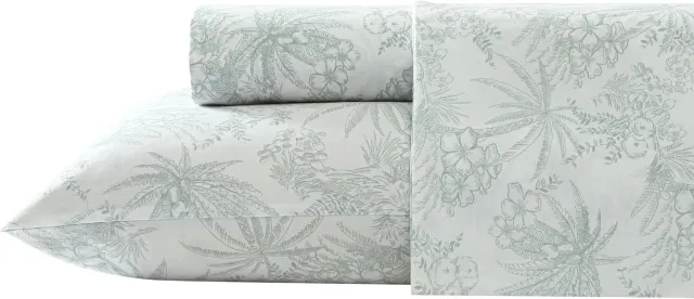 Tommy Bahama Queen Beddengoed Set: Katoen Percale, Fris & Stijlvol Pen and Ink Palm Green