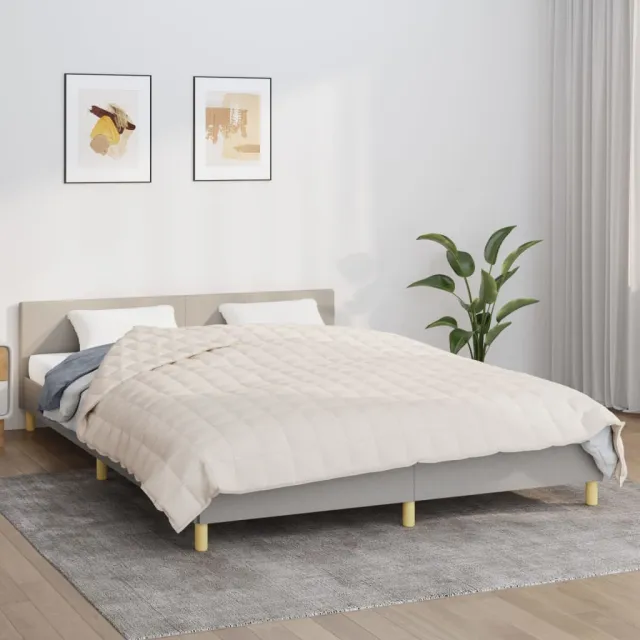 vidaXL Verzwaringsdeken 200x230 cm 9 kg stof lichtcrèmekleurig crème, foto 2