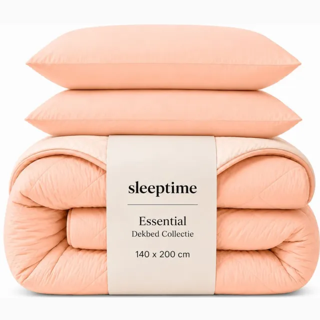 Sleeptime 2 in 1 Wasbaar Dekbed zonder Overtrek - Eenpersoons 140x200 cm - Inclusief 1 Kussensloop 60x70 cm - Peach