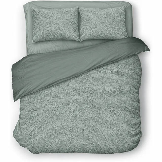 Eleganzzz Dekbedovertrek Teddy Pluche - Jade - Teddy Dekbedovertrek - Dekbedovertrek 240x200/220cm - Lits Jumeaux dekbedovertrekken - 240x220cm - Fluffy Dekbedovertrek - Effen Dekbedovertrek Teddy Pluche Jade