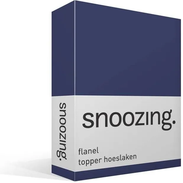 Snoozing Flanel - Hoeslaken - Topper - Eenpersoons - 80/90x200 cm - Navy