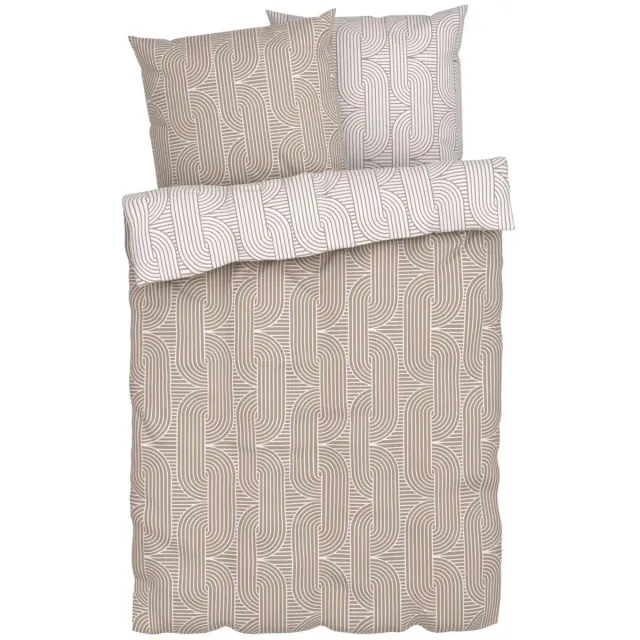 livarno Home Dekbedovertrek set Flanellen - Maat 230 x 220 cm, 2x 50 x 80 cm Beige wit