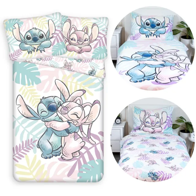 Disney Stitch Angel TWEEZIJDIG, katoenen kinder beddengoed set met rits, 100% BEIDE 140x200cm+60x80cm OEKO-TEX Stitch 60x80cm