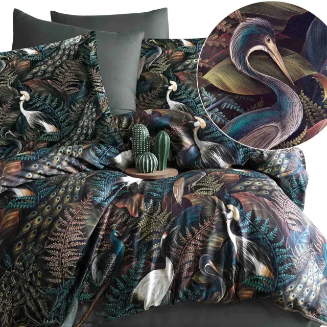 Darymex Dekbedovertrekset - 100% Katoen Satijn - Donkergroen Botanisch - Met Ritssluiting & Luxe Geschenkverpakking Multicolor