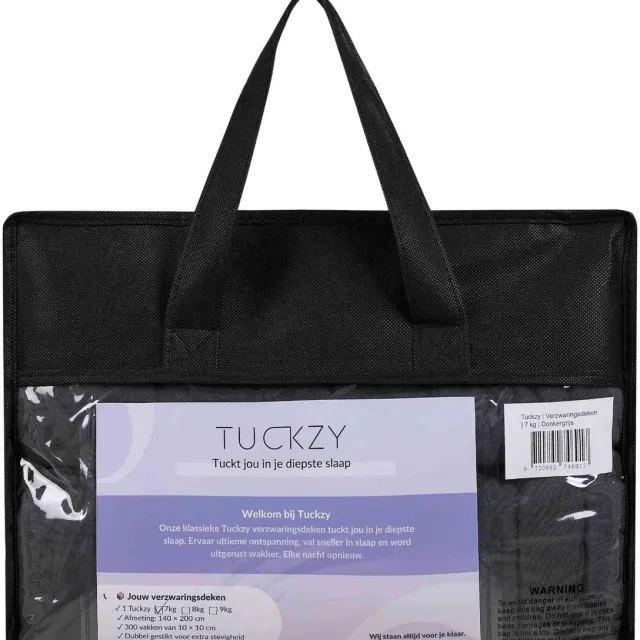 Tuckzy Classic - Verzwaringsdeken - 7 kg - Zwaartedeken 140×200 cm - Donkergrijs