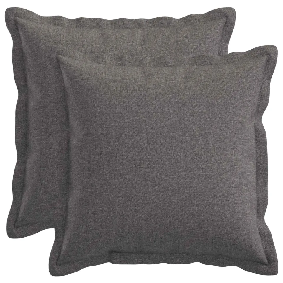 vidaXL Kussensloop 2 st HOUTEN Lichtgrijs 45 x 45 cm Faux Linnen, foto 3