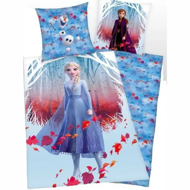 Disney Blauw Frozen Dekbedovertrek Anna, Elsa & Olaf 140x200cm + Kussensloop