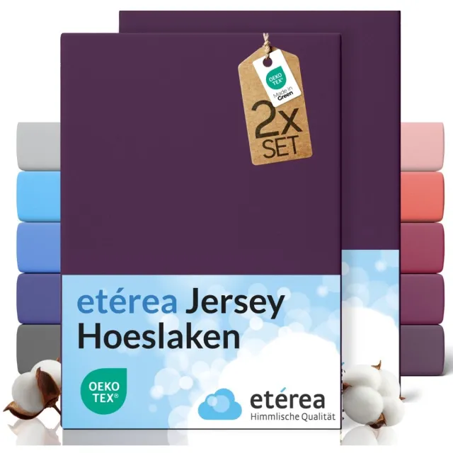 etérea Himmlische Qualität etérea Jersey hoeslaken 2-pack 100x200-120x200 cm (hoek 25 cm) 100% katoen - Pruim Plum