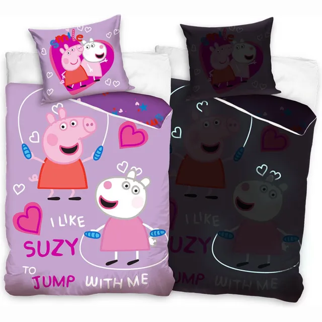 Peppa Pig dekbedovertrek glow in the dark 140x200 cm Roze