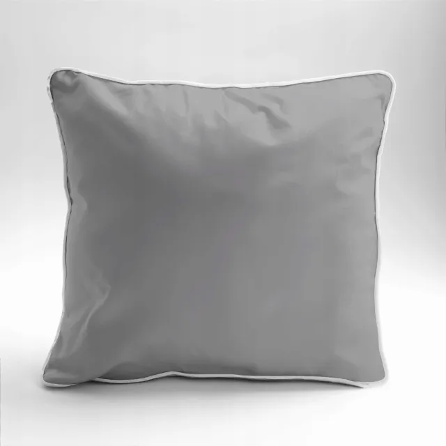 Pure Collection Mako Satin Kussensloop 40x40cm Lichtgrijs met Paspel