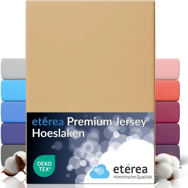 etérea Himmlische Qualität etérea Premium Jersey hoeslaken 140x200 - 160x200 cm - Oekotex - 100% katoen - bis 25 cm - Ivor Beige