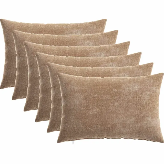 vidaXL Kussensloop 6 st HEERLEN Bruin 50 x 80 cm Chenille Stof