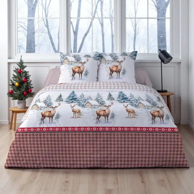 bedlin Dekbedovertrek Flanel - Winter - 240 x 220 cm - Lits-Jumeaux - Nepsa Rouge Multicolor