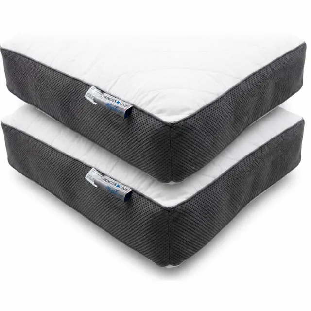 Princess Line Boxkussen Set van 2 - 2x 800 gram - Verstelbaar Hoofdkussen met Vezelbolletjes - 3D Mesh Ventilatie - Katoenen Tijk - Anti-allergisch - Wasbaar Wit