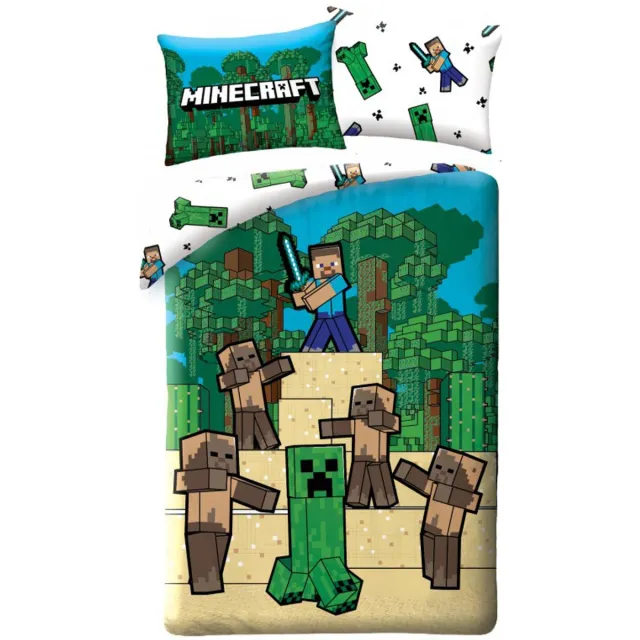 Minecraft Dekbedovertrek Fight- 140 x 200 cm - Katoen multicolor