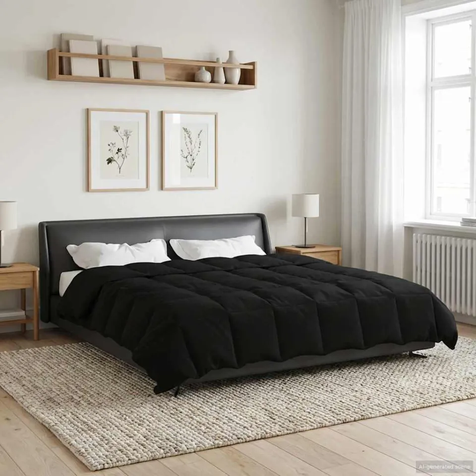 vidaXL Vol jaar dekbed 200 x 200 cm Microfiber (100% polyester) Zwart, foto 4