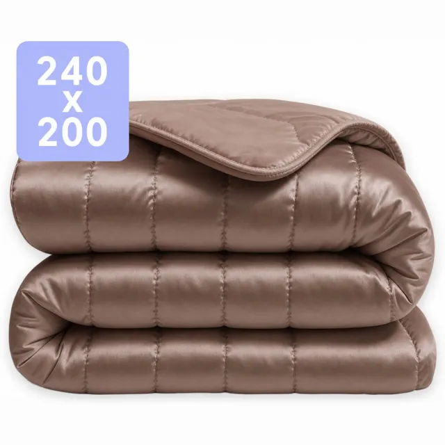 Zydante Easy Dekbed zonder Overtrek - Hoesloos Dekbed - Glans satijn - 250 gsm - Lits-jumeaux - Bronze