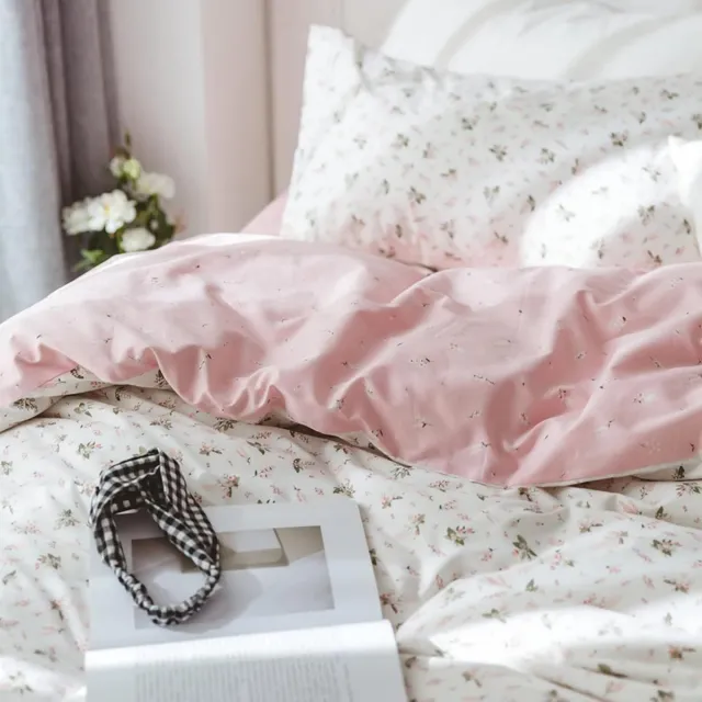 Unyqoos Omkeerbare beddengoedset met bloemenpatroon voor kinderen en tieners Wit, Roze, Groen