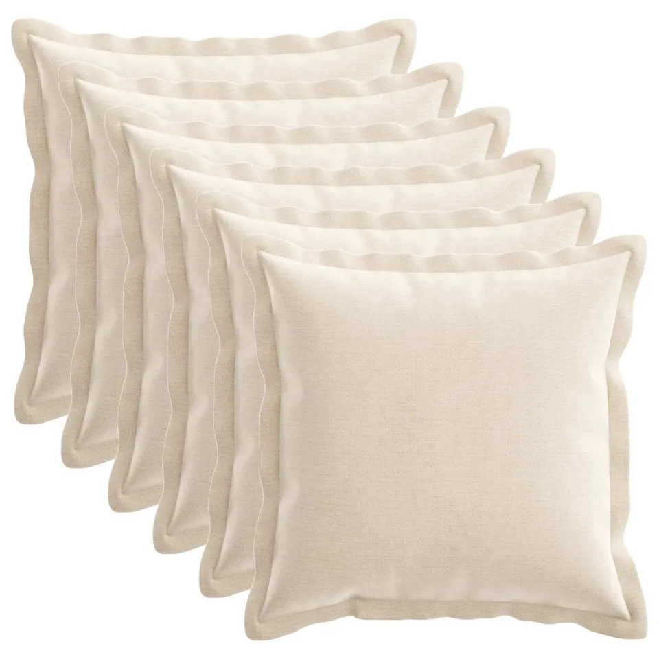 vidaXL Kussensloop 6 st HOUTEN Crèmekleurig 35 x 35 cm Chenille Stof, foto 3