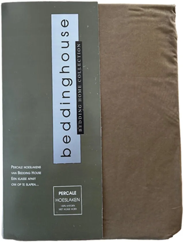 Beddinghouse Luxe Percale Katoen Hoeslaken - 140x200 cm - Army Green - Extra Hoge Hoek 30 cm - Perfecte Pasvorm